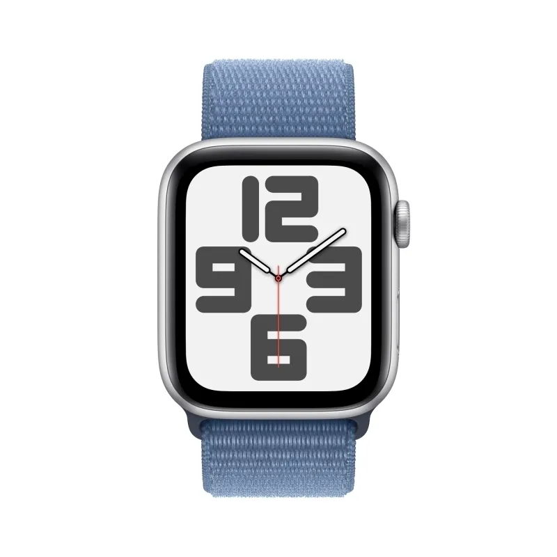 Apple Watch SE (2023), 44 мм, корпус из алюминия серебристого цвета, спортивный ремешок Loop синего цвета