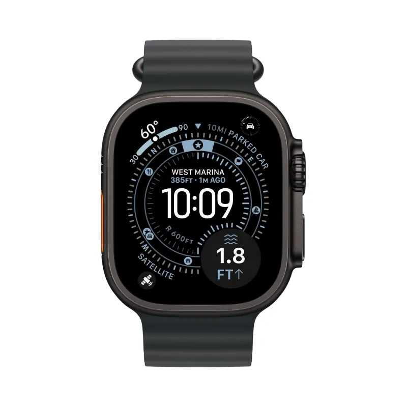 Apple Watch Ultra 3 GPS + Cellular, 49 мм, корпус из чёрного титана, ремешок Ocean чёрного цвета