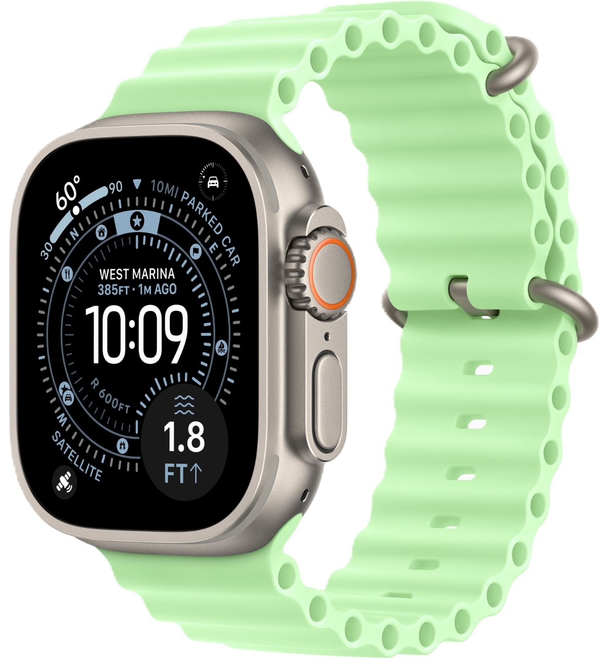 Apple Watch Ultra 3 GPS + Cellular, 49 мм, корпус из титана, ремешок Ocean неоново-зелёного цвета