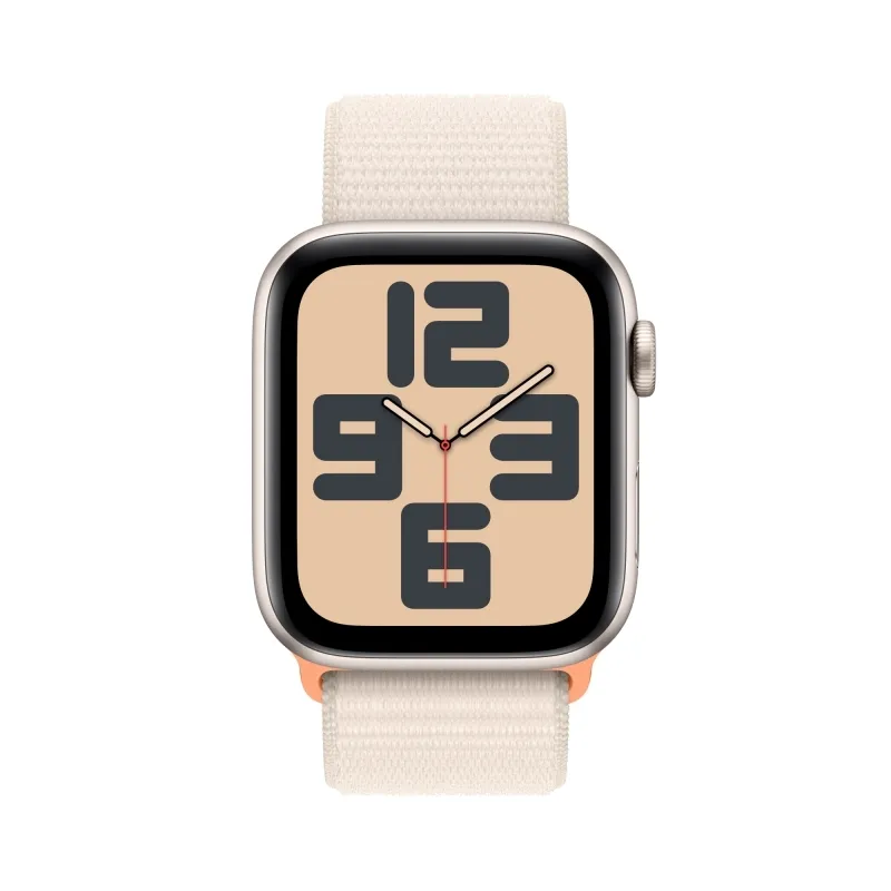 Apple Watch SE (2023), 40 мм, корпус из алюминия цвета «сияющая звезда», спортивный ремешок Loop «сияющая звезда»