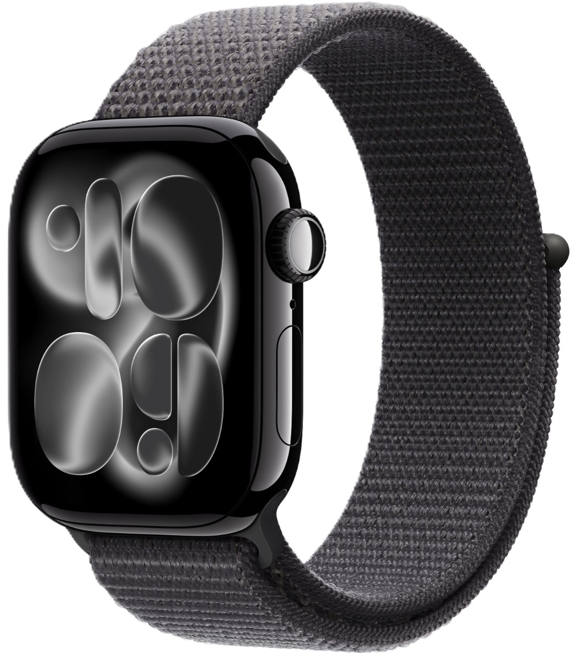 Apple Watch Series 11, 46 мм, корпус из алюминия цвета «чёрный глянец», спортивный ремешок Loop тёмно-серого цвета