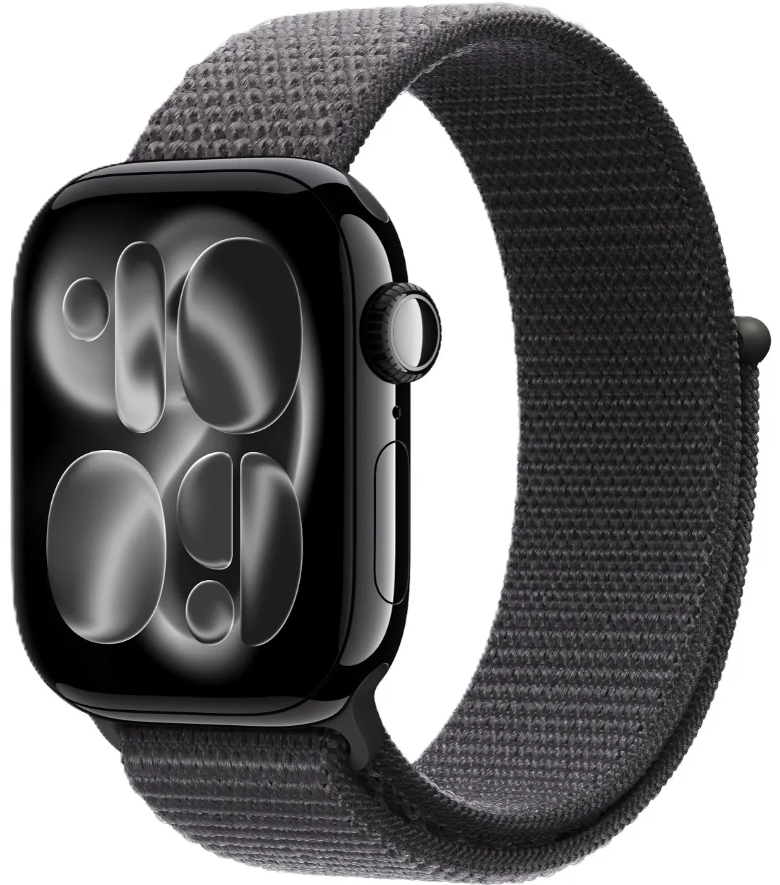 Apple Watch Series 11, 46 мм, корпус из алюминия цвета «чёрный глянец», спортивный ремешок Loop тёмно-серого цвета
