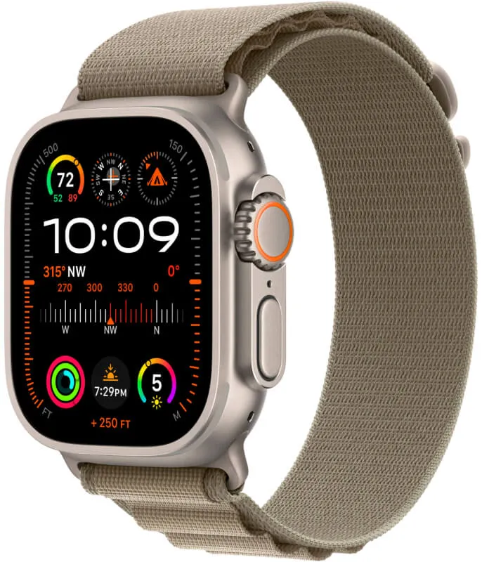 Apple Watch Ultra 2 GPS + Cellular, 49 мм, корпус из титана, ремешок Alpine оливкового цвета