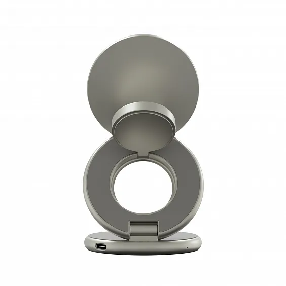 Складное беспроводное зарядное устройство 3в1 Magssory Signature Pro, с поддержкой Qi2, "Титановый"