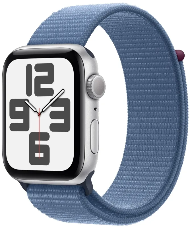 Apple Watch SE (2023), 40 мм, корпус из алюминия серебристого цвета, спортивный ремешок Loop синего цвета