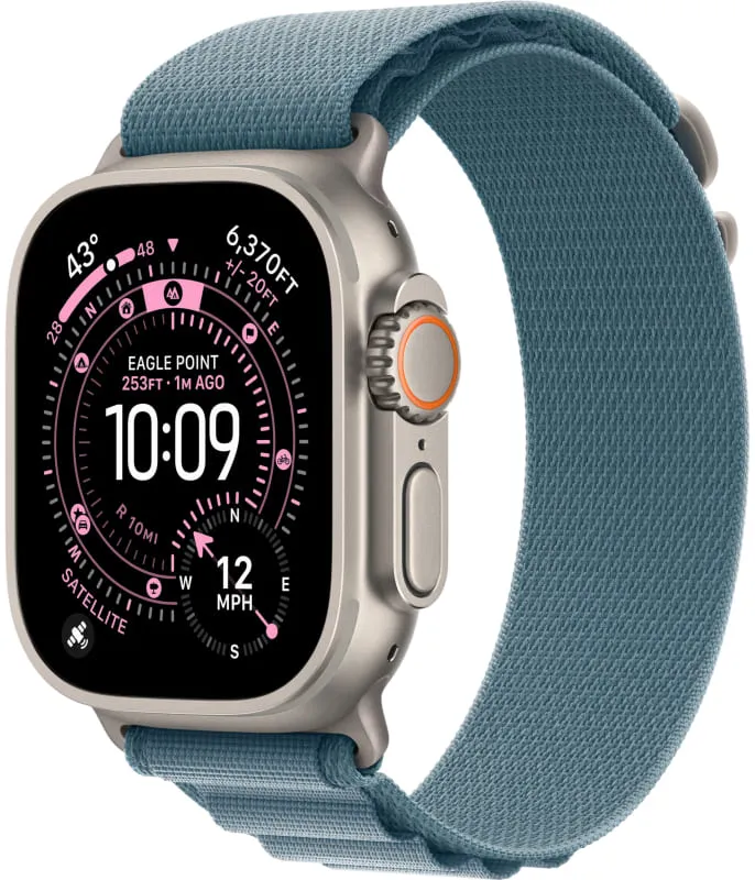 Apple Watch Ultra 3 GPS + Cellular, 49 мм, корпус из титана, ремешок Alpine светло-голубого цвета