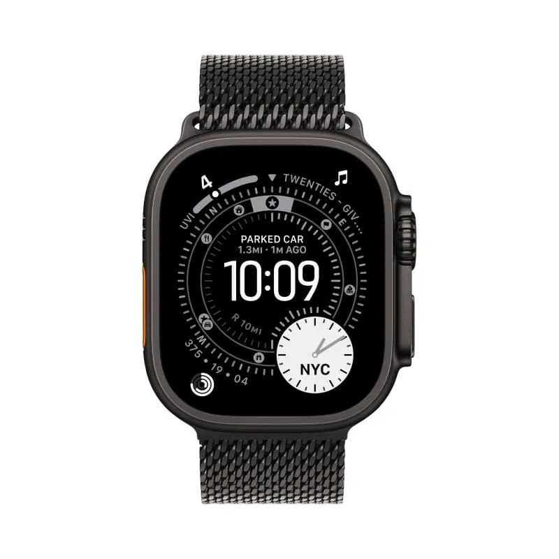 Apple Watch Ultra 3 GPS + Cellular, 49 мм, корпус из черного титана, ремешок Milanese черного цвета