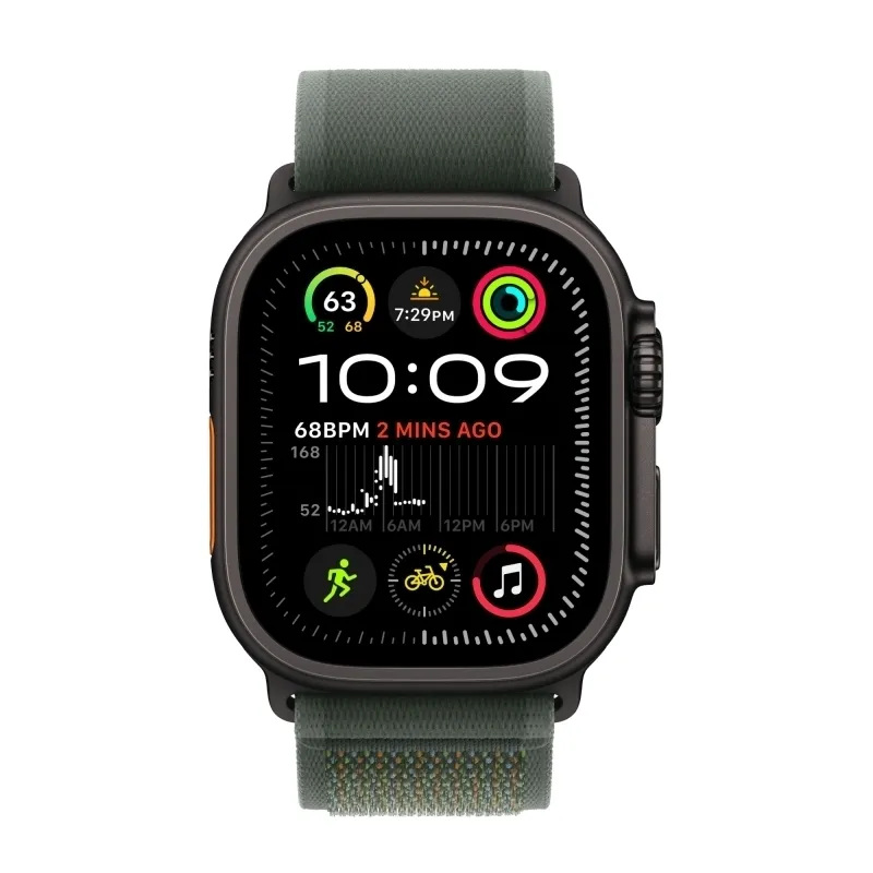 Apple Watch Ultra 2 GPS + Cellular, 49 мм, корпус из черного титана, ремешок Trail зеленого цвета