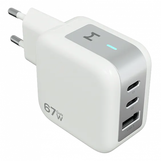 СЗУ Magssory Pulse 67Вт GaN, с функцией быстрой зарядки, Белый