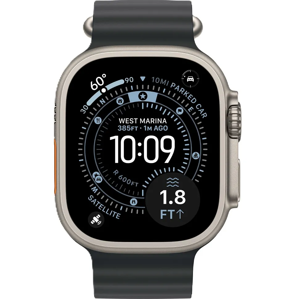 Apple Watch Ultra 3 GPS + Cellular, 49 мм, корпус из титана, ремешок Ocean чёрного цвета