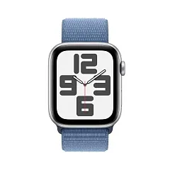 Apple Watch SE (2023), 44 мм, корпус из алюминия серебристого цвета, спортивный ремешок Loop синего цвета