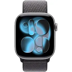 Apple Watch Series 11, 46 мм, корпус из алюминия цвета «космический серый», спортивный ремешок Loop тёмно-серого цвета