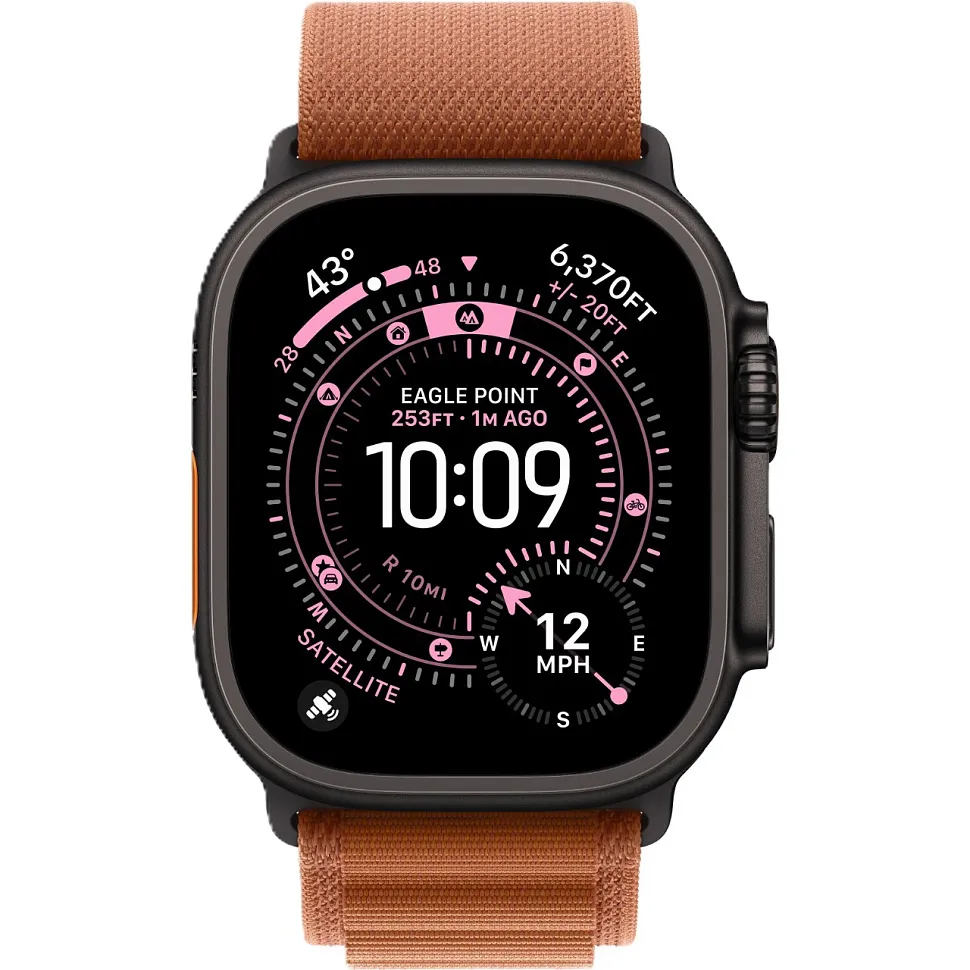 Apple Watch Ultra 3 GPS + Cellular, 49 мм, корпус из чёрного титана, ремешок Alpine терракотового цвета