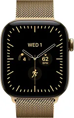 Apple Watch Series 12, 42 мм, корпус из титана цвета «Сияющее золото», ремешок Milanese цвета «Сияющее золото»