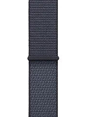 Apple Watch SE (2025), 40 мм, корпус из алюминия цвета «полуночный черный», спортивный ремешок Loop цвета «якорный синий»